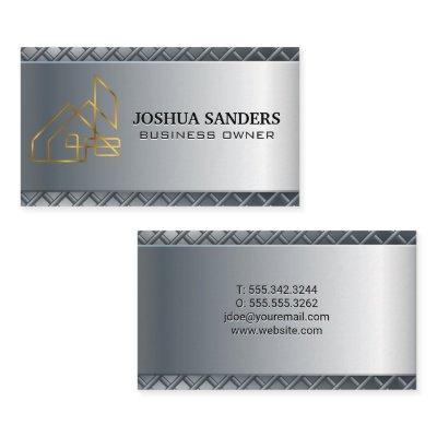 Gold Real Estate Logo | Metal Background