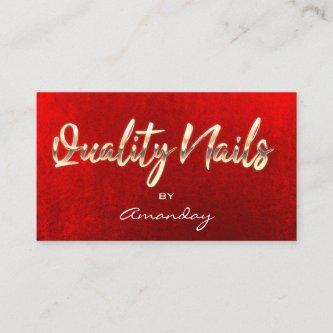 Gold Red Quality Nails Script QR Code Logo