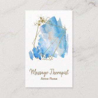 *~* Gold Reiki Massage Abstract Blue Watercolor