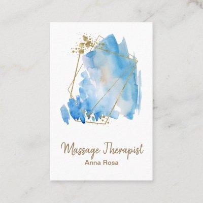 *~* Gold Reiki Massage Blue Abstract Watercolor