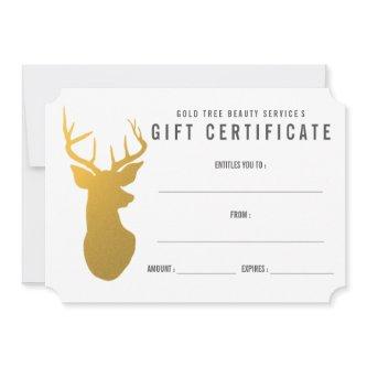 Gold Reindeer / Antler Modern Gift Certificate