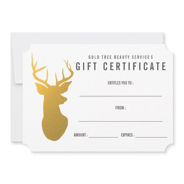 Gold Reindeer / Antler Modern Gift Certificate