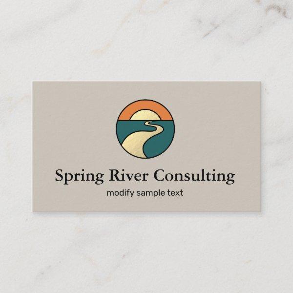 Gold River Sunset Horizon Landscape Logo