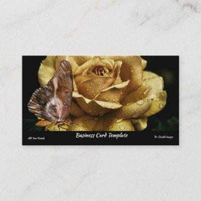 Gold Rose Dog Wings Butterfly