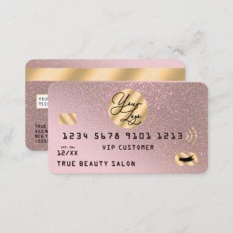Gold Rose Glitter Credit Card Logo Lashes