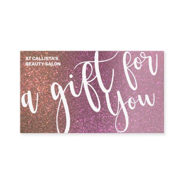 Gold Rose Pink Triple Glitter Gift Certificate
