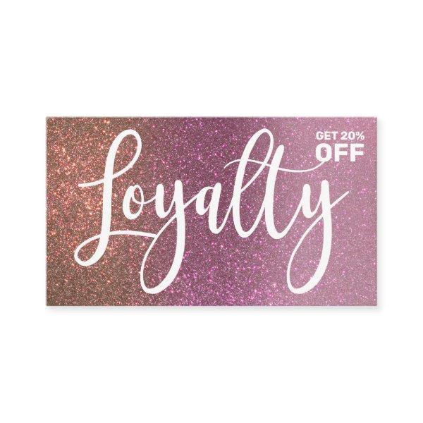 Gold Rose Pink Triple Glitter Ombre Typography Loyalty Card