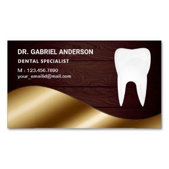 Gold Rustic Wood Tooth Dental Clinic Dentist  Magnet