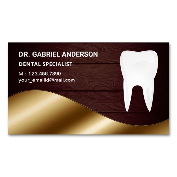 Gold Rustic Wood Tooth Dental Clinic Dentist  Magnet