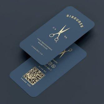 Gold Scissors Barber Barbershop Blue Charcoal