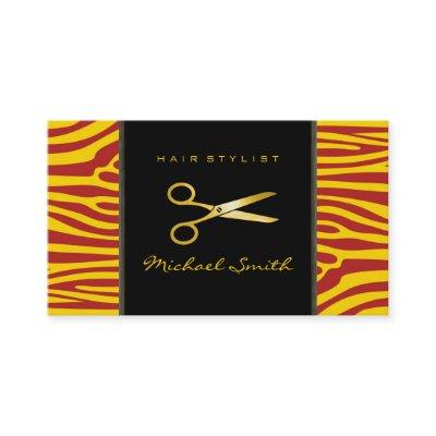 Gold Scissors Hair Stylist Modern Zebra Skin #50