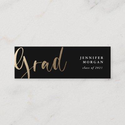 gold script graduation name card