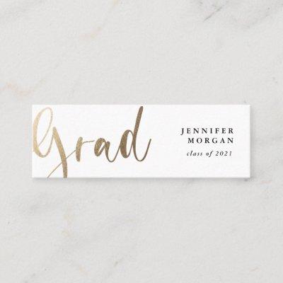 gold script graduation name card