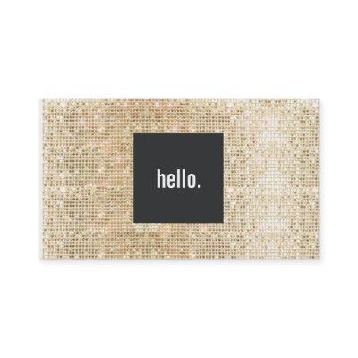 Gold Sequin Hello Greeting Social Networking