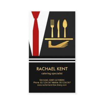Gold Serving Plate Cutlery Butler's Tuxedo Suit