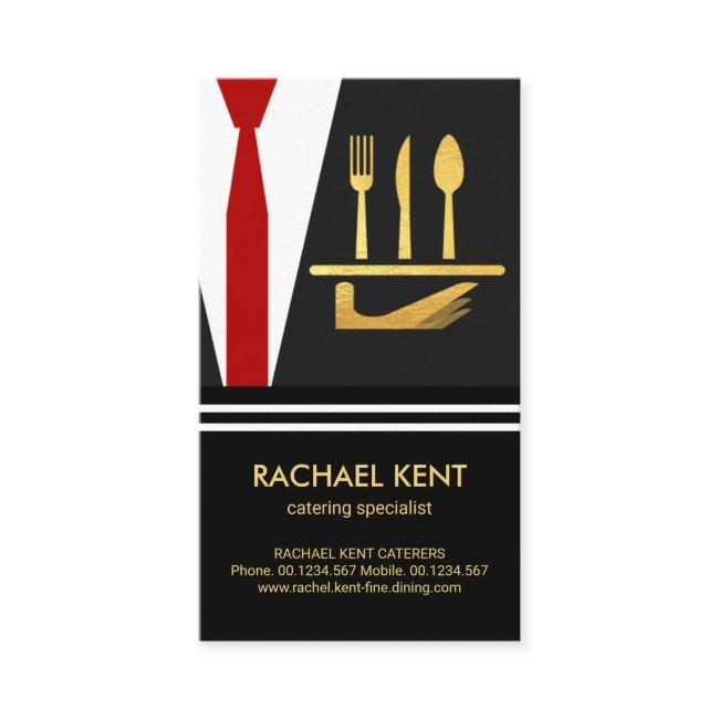 Gold Serving Plate Cutlery Butler's Tuxedo Suit