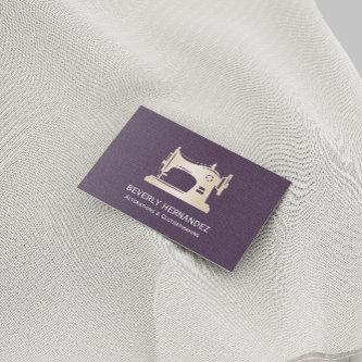 Gold Sewing Machine Seamstress Purple Linen