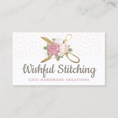 Gold Sewing Scissors & Shabby Chic Floral Roses