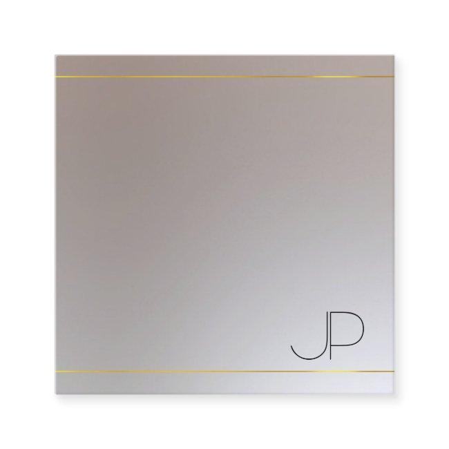 Gold Silver Look Monogram Modern Elegant Template Square
