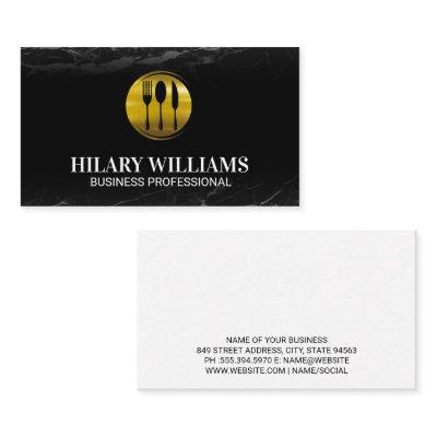 Gold Silverware Logo | Black Marble