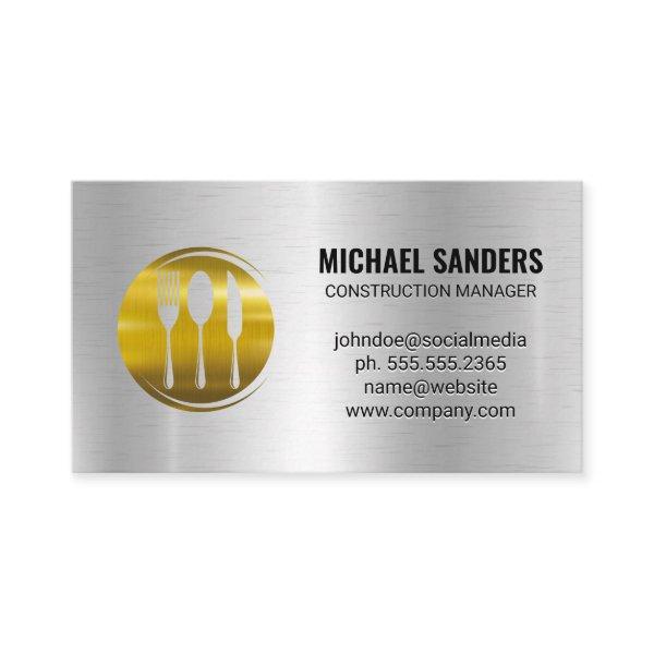 Gold Silverware Logo | Metallic Background