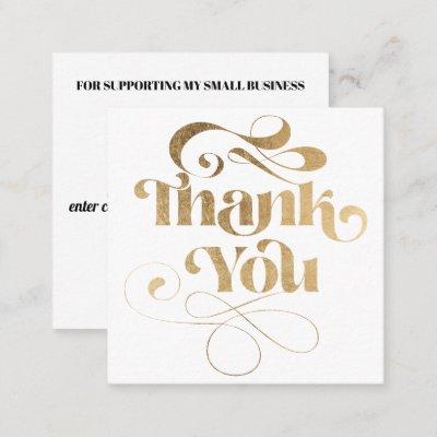 Gold simple cool retro script order thank you square