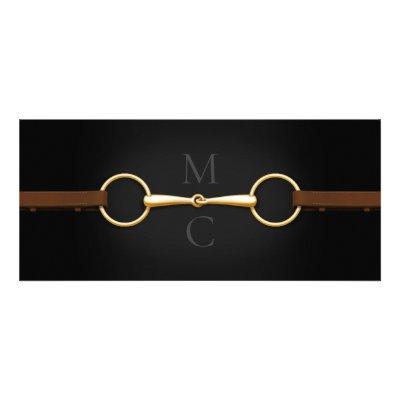 Gold Snaffle Bit & Laced Reins Equestrian Industry Rack Card