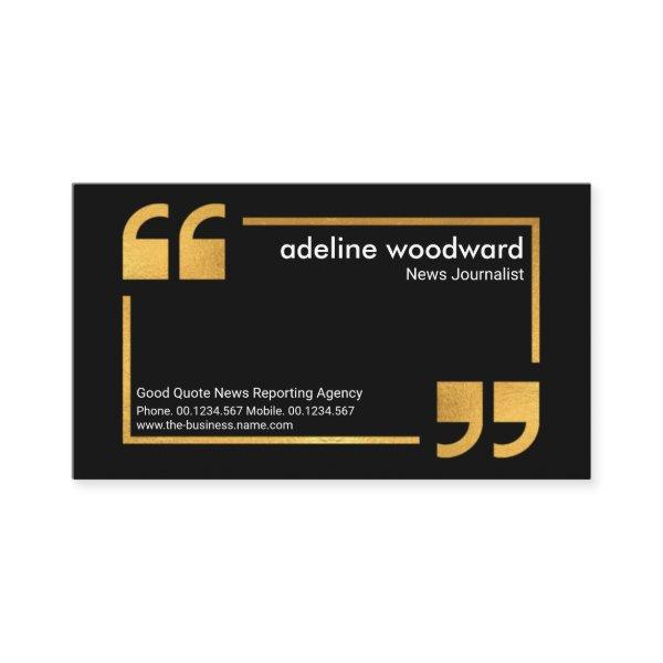 Gold Speech Box Quotation Mark Reporter Journalist