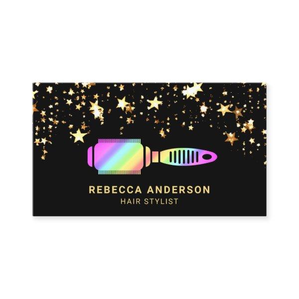 Gold Star Confetti Rainbow Hair Brush Hair Stylist