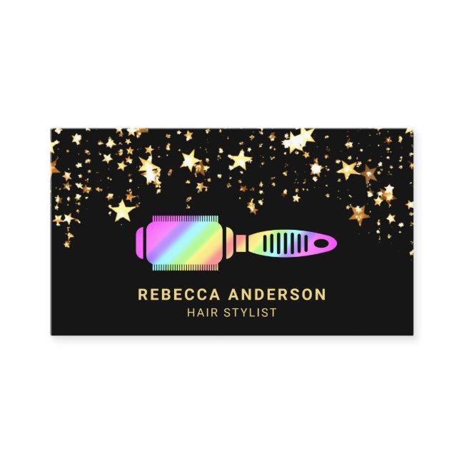 Gold Star Confetti Rainbow Hair Brush Hair Stylist