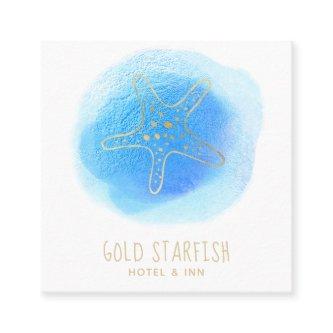 *~* Gold STARFISH Beach Ocean Sea White Blue Blob Square