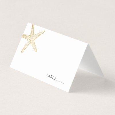 Gold Starfish Elegant Seashell Place Card