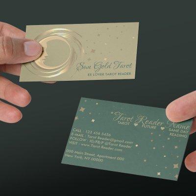 Gold Tarot Reader Stars Moon Sun Celestial