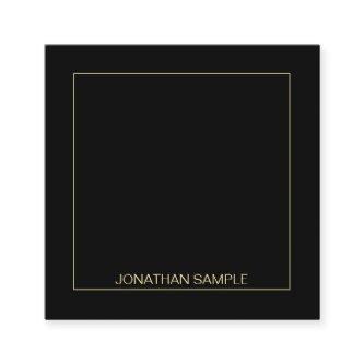 Gold Text Name Elegant Black Template Modern Square