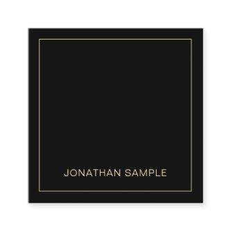 Gold Text Name Elegant Black Template Professional Square