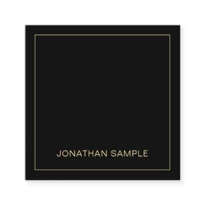 Gold Text Name Elegant Black Template Professional Square