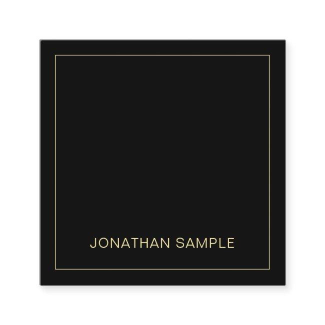Gold Text Name Elegant Black Template Professional Square