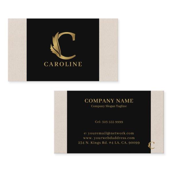 Gold tones letter C floral decorative