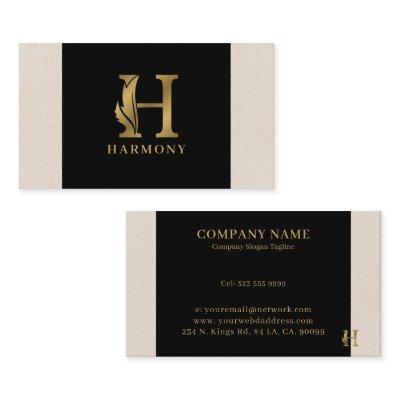 Gold tones letter H floral decorative