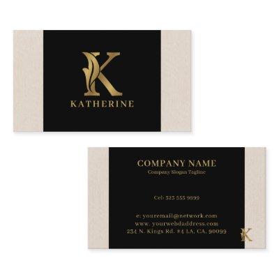 Gold tones letter K floral decorative