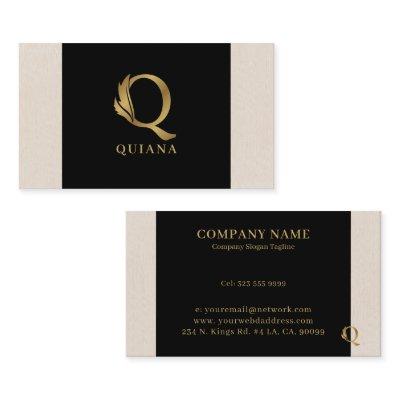 Gold tones letter Q floral decorative