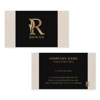 Gold tones letter R floral decorative