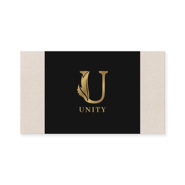 Gold tones letter U floral decorative
