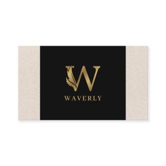 Gold tones letter W floral decorative