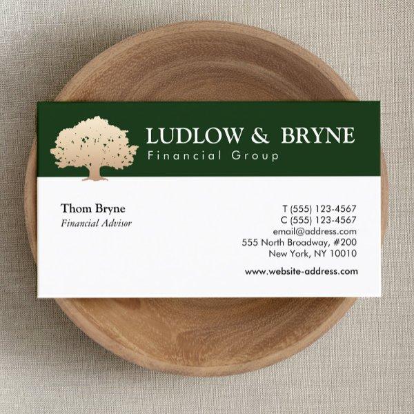 Gold Tree Logo Traditional Professional Dark Green