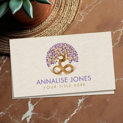 Gold Tree of Life - Infinity - Amethyst Leaves Bus