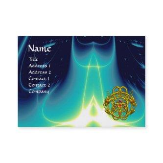 GOLD TWIN DRAGONS /Teal Blue Turquoise Light Waves