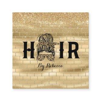 Gold Wall Hair Stylist Appointment Card Messy Bun