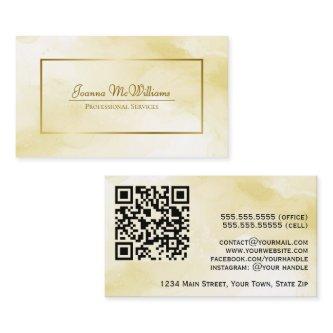 Gold Watercolor Clouds Chic Professional QR Code