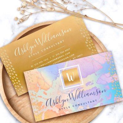 Gold watercolor turquoise orange purple monogram
